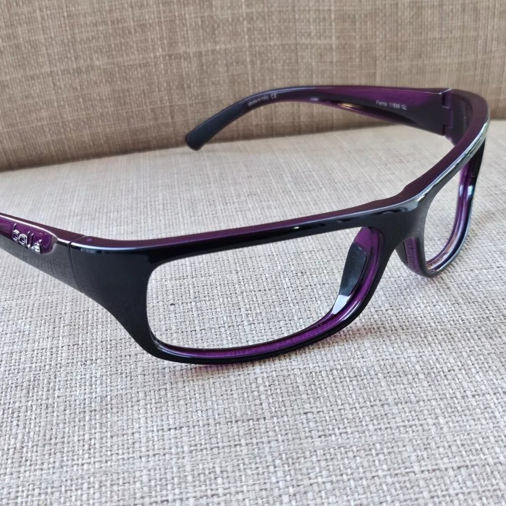 Bolle Men Eyeglasses/Sunglasses Frame Black/Purple Tone Wrap Glasses Frame Italy